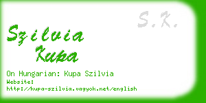 szilvia kupa business card